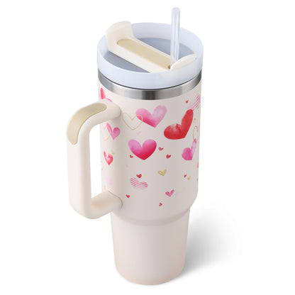 40oz Stainless Steel, Holiday Design, Vacuum Insulated Tumbler with Straw, Spill Proof Lid for Iced Coffee, Tea and Water