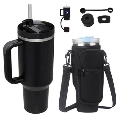 40oz Stainless Steel Vacuum Insulated Tumbler with Sleeve, Straw and Anti Leak Covers