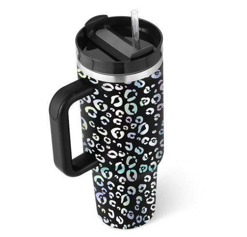 40oz Stainless Steel, Holiday Design, Vacuum Insulated Tumbler with Straw, Spill Proof Lid for Iced Coffee, Tea and Water