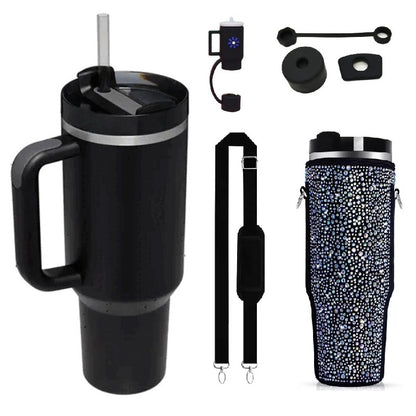 40oz Stainless Steel Vacuum Insulated Tumbler with Sleeve, Straw and Anti Leak Covers