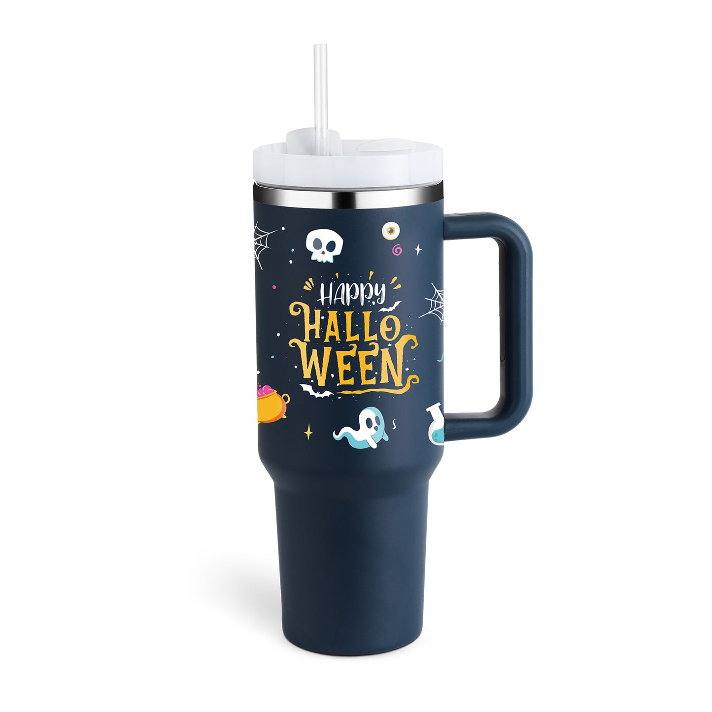 40oz Stainless Steel, Holiday Design, Vacuum Insulated Tumbler with Straw, Spill Proof Lid for Iced Coffee, Tea and Water