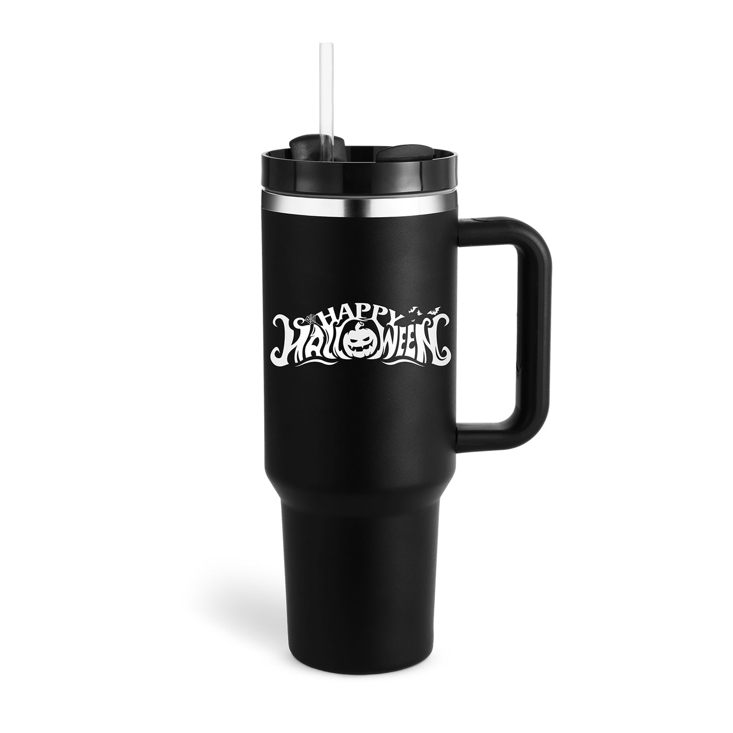 40oz Stainless Steel, Holiday Design, Vacuum Insulated Tumbler with Straw, Spill Proof Lid for Iced Coffee, Tea and Water